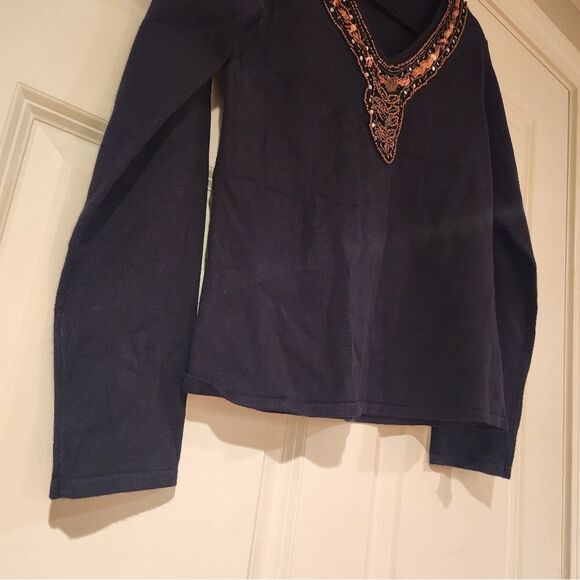 NWT Carducci stretchy black and gold sequin long sleeve top - Picture 3 of 5